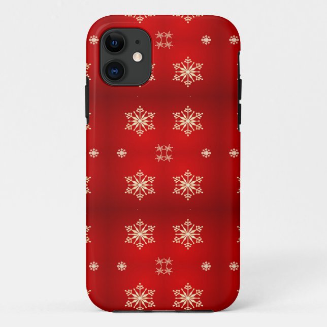 Coques Case-Mate iPhone Snow flakes on red (Dos)