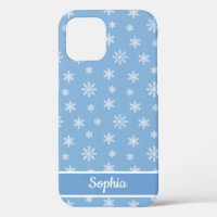 Snowflakes Baby blue motif nom personnalisé