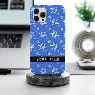 Coque Case-Mate iPhone Snowflakes blanc, Bleu, Votre nom, Personnaliser