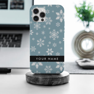 Coque Case-Mate iPhone Snowflakes blanc, Grey, Votre nom, Personnaliser