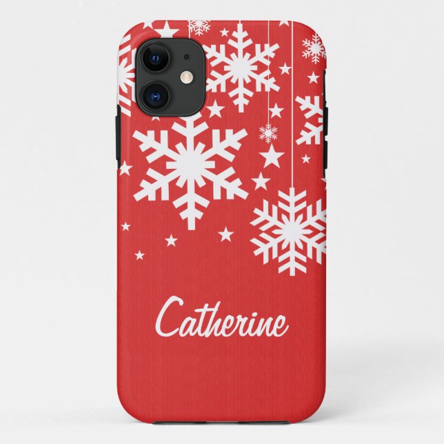 Coques Case-Mate iPhone Snowflakes et Stars iPhone 5 BT Coque, Rouge (Dos)