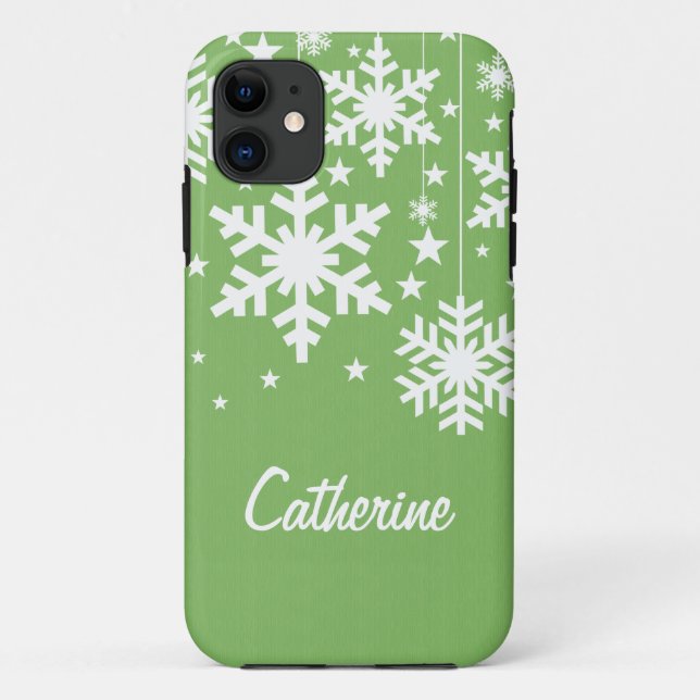 Coques Case-Mate iPhone Snowflakes et Stars iPhone 5 BT Coque, Vert (Dos)