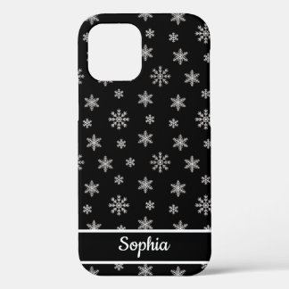Case-Mate iPhone Case Snowflakes motif noir nom personnalisé