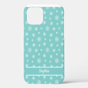 Case-Mate iPhone Case Snowflakes motif turquoise nom personnalisé