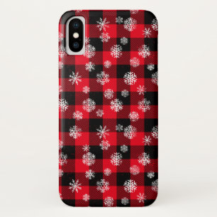 Coques Pour iPhone Snowflakes Red Buffalo Plaid