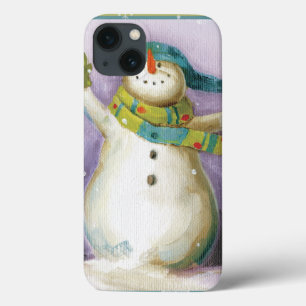 iPhone 13 Coque Snowman avec Mittens d'hiver