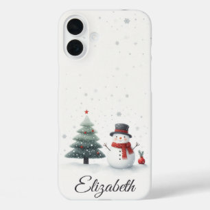 Coque Pour iPhone 16 Plus Snowman et À feuillage persistant