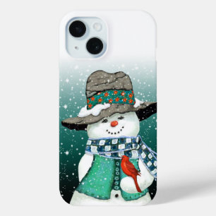 Coque Case-Mate iPhone Snowman souriant, Cardinal dans une tempête de nei