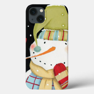 iPhone 13 Case Snowmen moderne avec Mittens