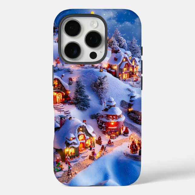 Coques Case-Mate iPhone Snowy Hills Whimsical Christmas Village (Verso)