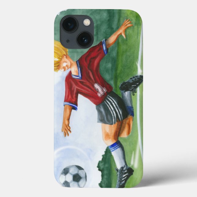 Coques Case-Mate iPhone Soccer Player Kicking a Ball par Jay Throckmorton (Verso)
