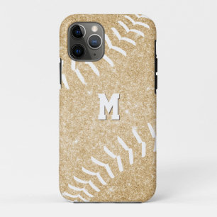 Case-Mate iPhone Case softball en or monogrammé de fille
