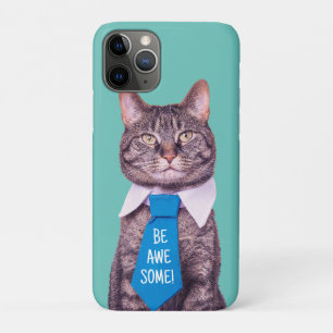 Case-Mate iPhone Case "SOIS GÉNIAL !" Chat au nœud papillon bleu, sarcel