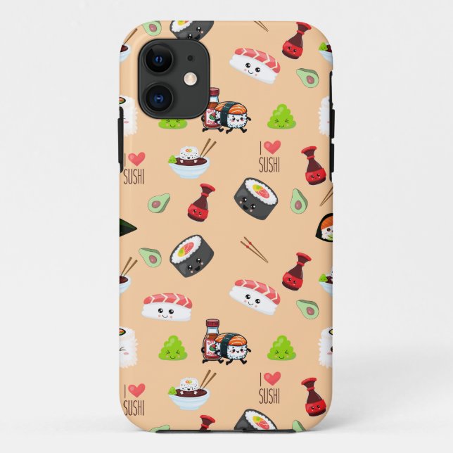 Coques Case-Mate iPhone Soja amoureux mignon jaune Kawaii Sushi (Dos)