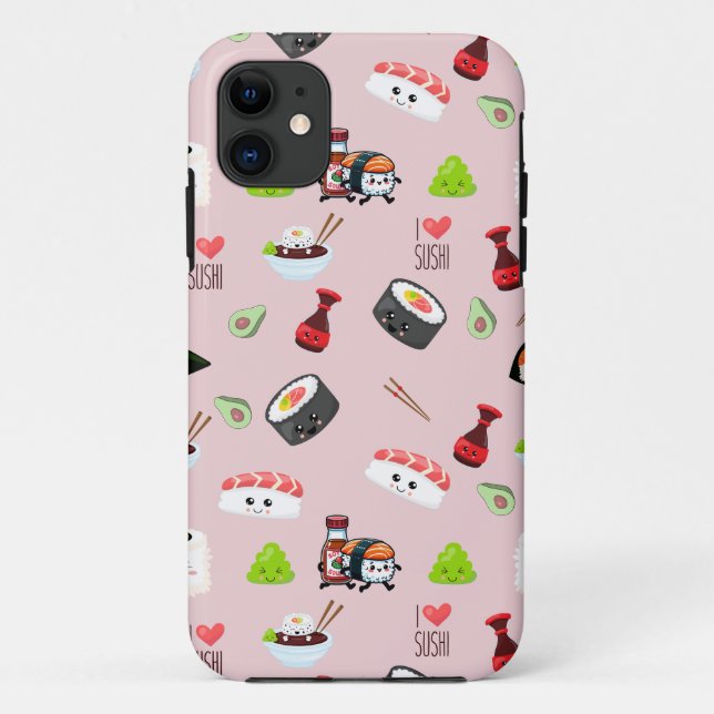Coques Case-Mate iPhone Soja amoureux mignon rose clair Kawaii Sushi (Dos)