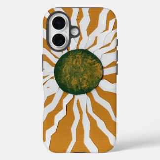 Coque Pour iPhone 16 Soleil abstrait avec des rayons en zigzag