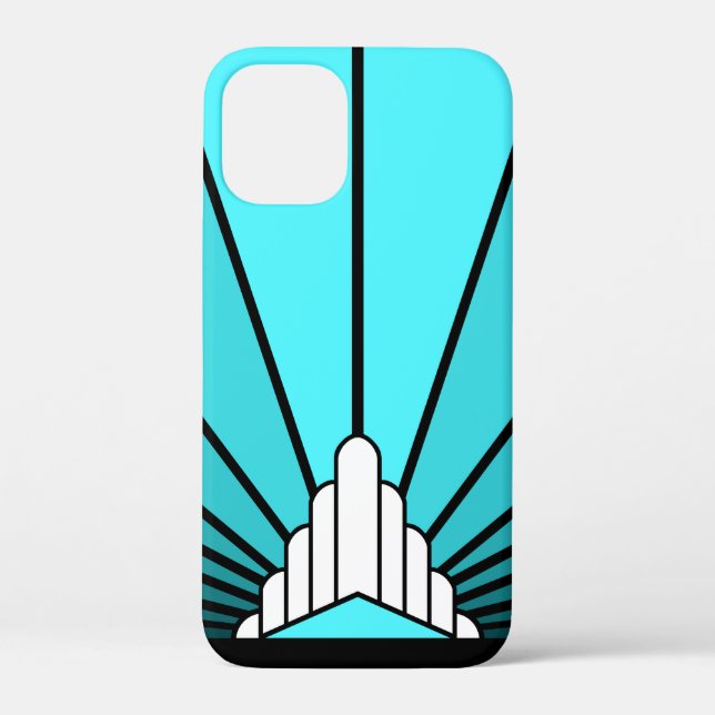 Coques Case-Mate iPhone Soleil Art déco en aqua (Verso)
