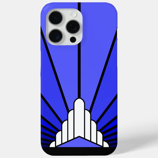 Coques Case-Mate iPhone Soleil Art déco en bleu (Verso)