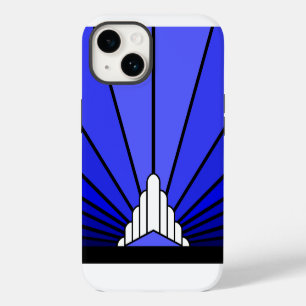 Coque Case-Mate iPhone Soleil Art déco en bleu