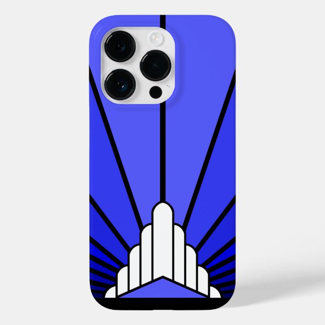 Coques Case-Mate iPhone Soleil Art déco en bleu (Verso)