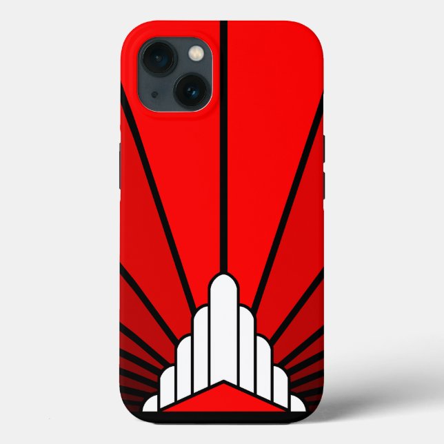 Coques Case-Mate iPhone Soleil Art déco en rouge (Verso)