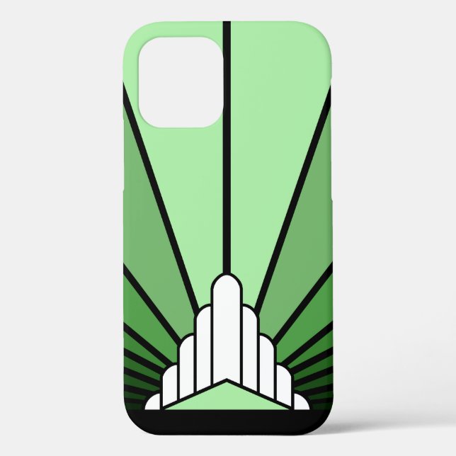 Coques Case-Mate iPhone Soleil Art déco en vert (Verso)