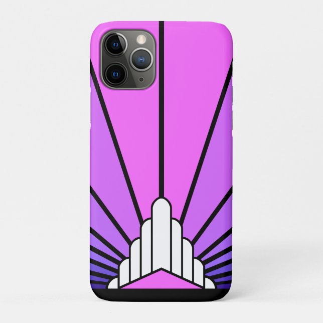 Coques Case-Mate iPhone Soleil Art déco en violet & rose (Dos)