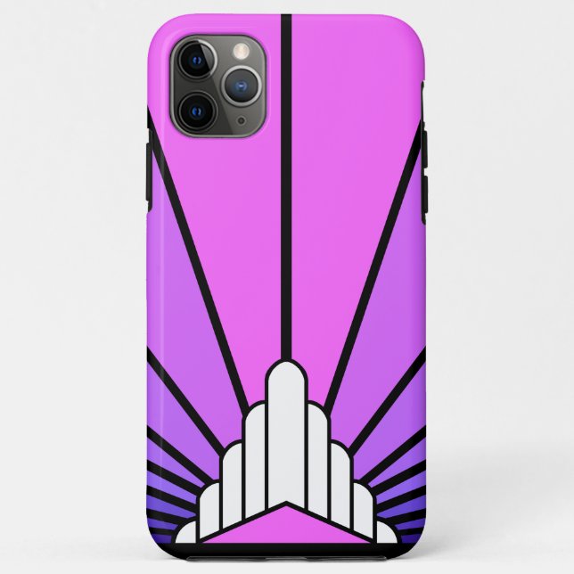 Coques Case-Mate iPhone Soleil Art déco en violet & rose (Dos)