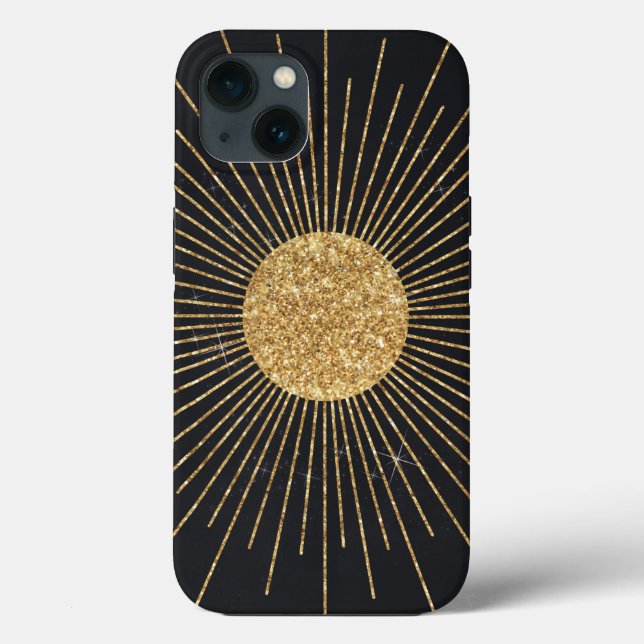 Coques Case-Mate iPhone Soleil brillant d'or noir moderne (Verso)