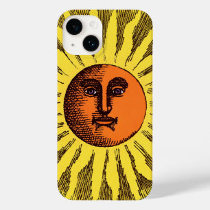 Coques Pour iPhone Soleil Hippie Sourire Jaune Céleste Vintage