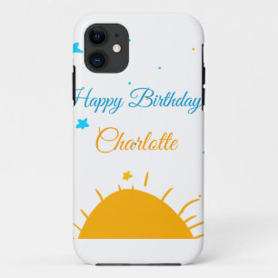 Case-Mate iPhone Case Soleil jaune étoiles bleues joyeux anniversaire aj
