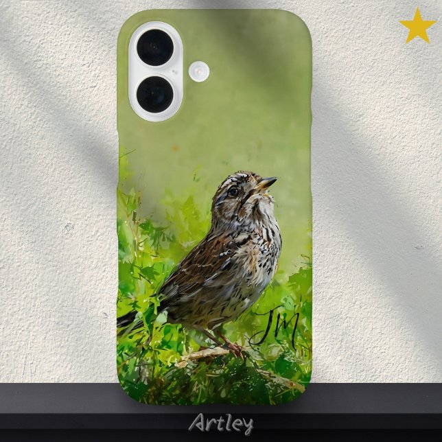 Coques Case-Mate iPhone Song Sparrow Bird Peinture Nom personnalisé (Créateur téléchargé)