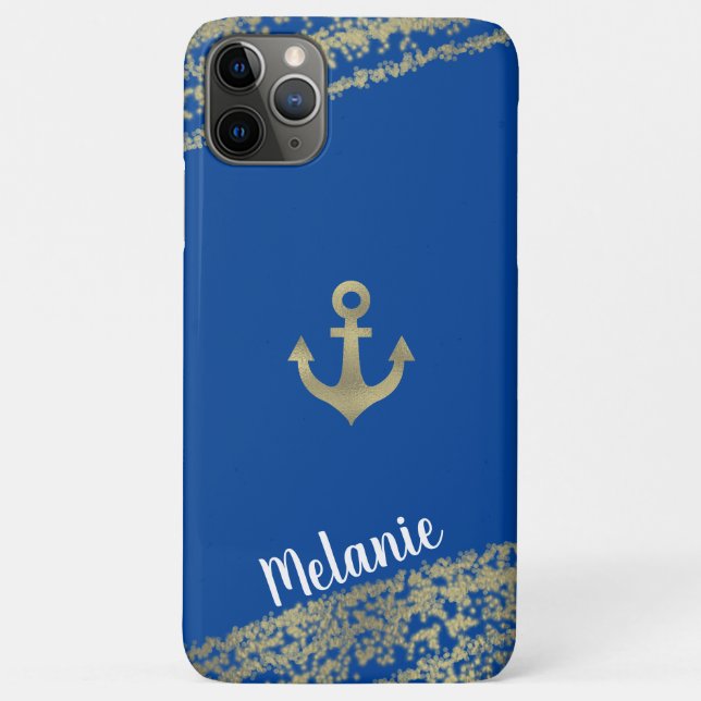 Coques Case-Mate iPhone Sophistiqué Arêtes d'or à huile marin Marine bleu (Dos)