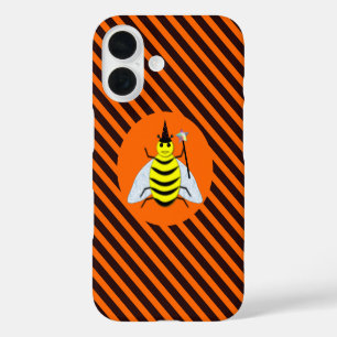 Coque Pour iPhone 16 Sorcière Abeille Magique d'Halloween Rayures Orang