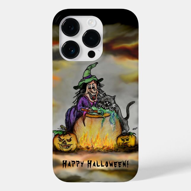 Coques Case-Mate iPhone Sorcière et chat noir, Happy Halloween ! (Verso)