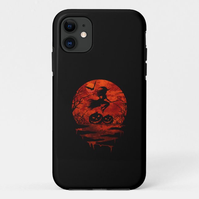 COQUES Case-Mate iPhone SORCIÈRE SUR BALAI LUNE ROUGE (Dos)