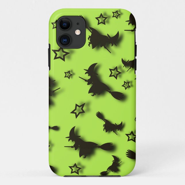 Coques Case-Mate iPhone Sorcière volante parmi les étoiles à Halloween nui (Dos)