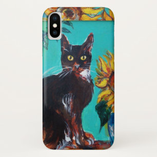 COQUE Case-Mate iPhone SOUCHES AVEC CHAT NOIR EN TURQUOISE BLEUE