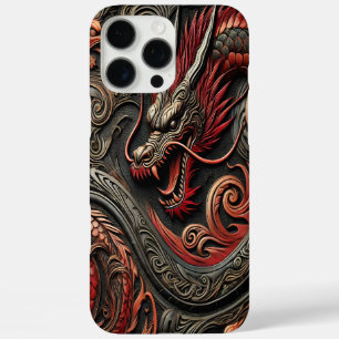 Coque iPhone 16 Pro Max Soulagement du dragon rouge mythique