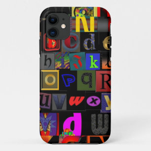 Coque iPhone 11 Soupe Alphabet, lettres mosaïque design, colorfu a