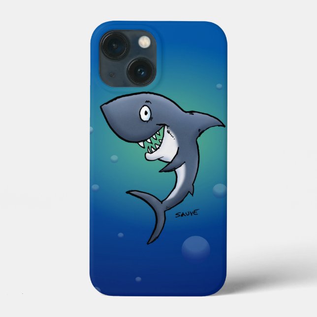 Coques Case-Mate iPhone Sourire un requin drôle sur un Arrière - plan bleu (Verso)