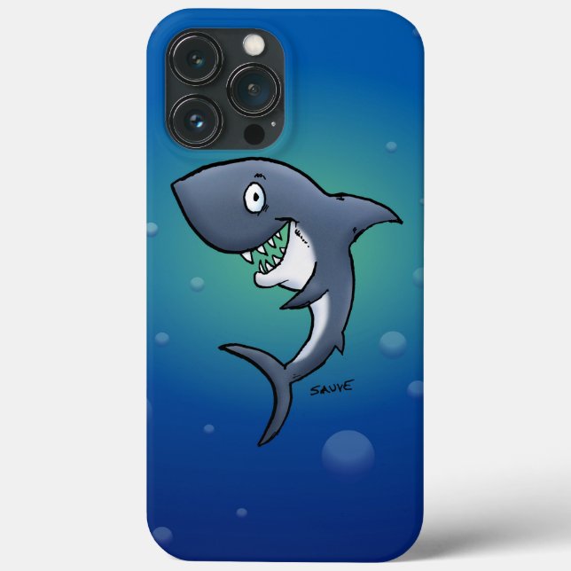 Coques Case-Mate iPhone Sourire un requin drôle sur un Arrière - plan bleu (Verso)