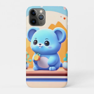 Case-Mate iPhone Case Souris bleue mignonne avec des fleurs