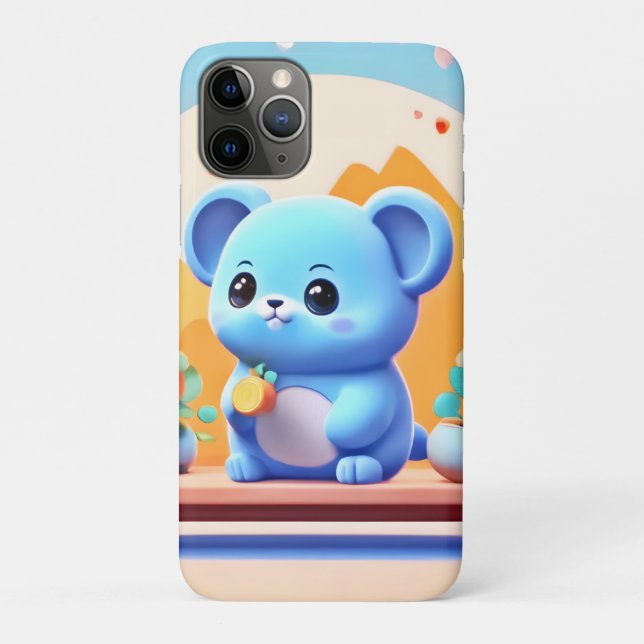 Coques Case-Mate iPhone Souris bleue mignonne avec des fleurs (Dos)