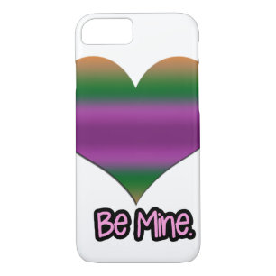 Coque iPhone 7 Soyez à moi Valentine Purple Stripe Coeur