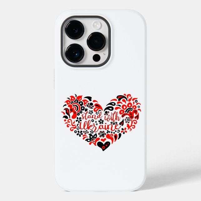 Coques Case-Mate iPhone Soyez avec l'Ukraine lettrage et coeur (Verso)