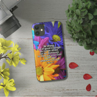 Case-Mate iPhone Case Soyez forte Bible Écriture Fleur Chrétienne