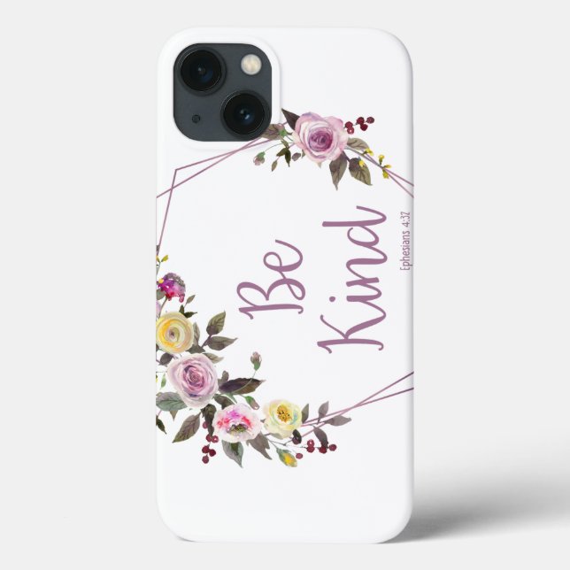 Coques Case-Mate iPhone Soyez Gentil Fleurs Aquarelles Violet Jaune (Verso)