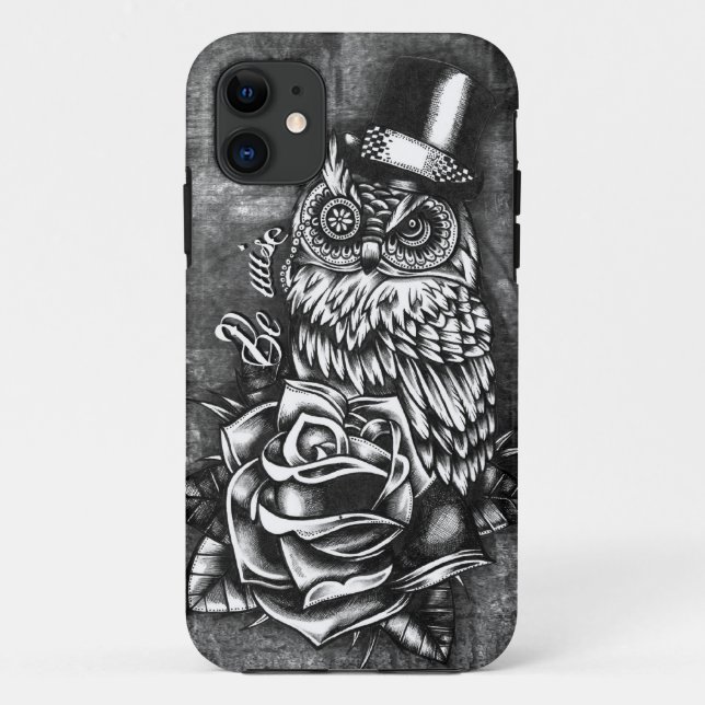 Coques Case-Mate iPhone Soyez illustration sage de hibou de style de (Dos)