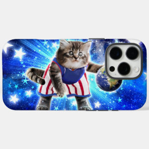 Coque iPhone 16 Pro Max Space cat jouant au basket